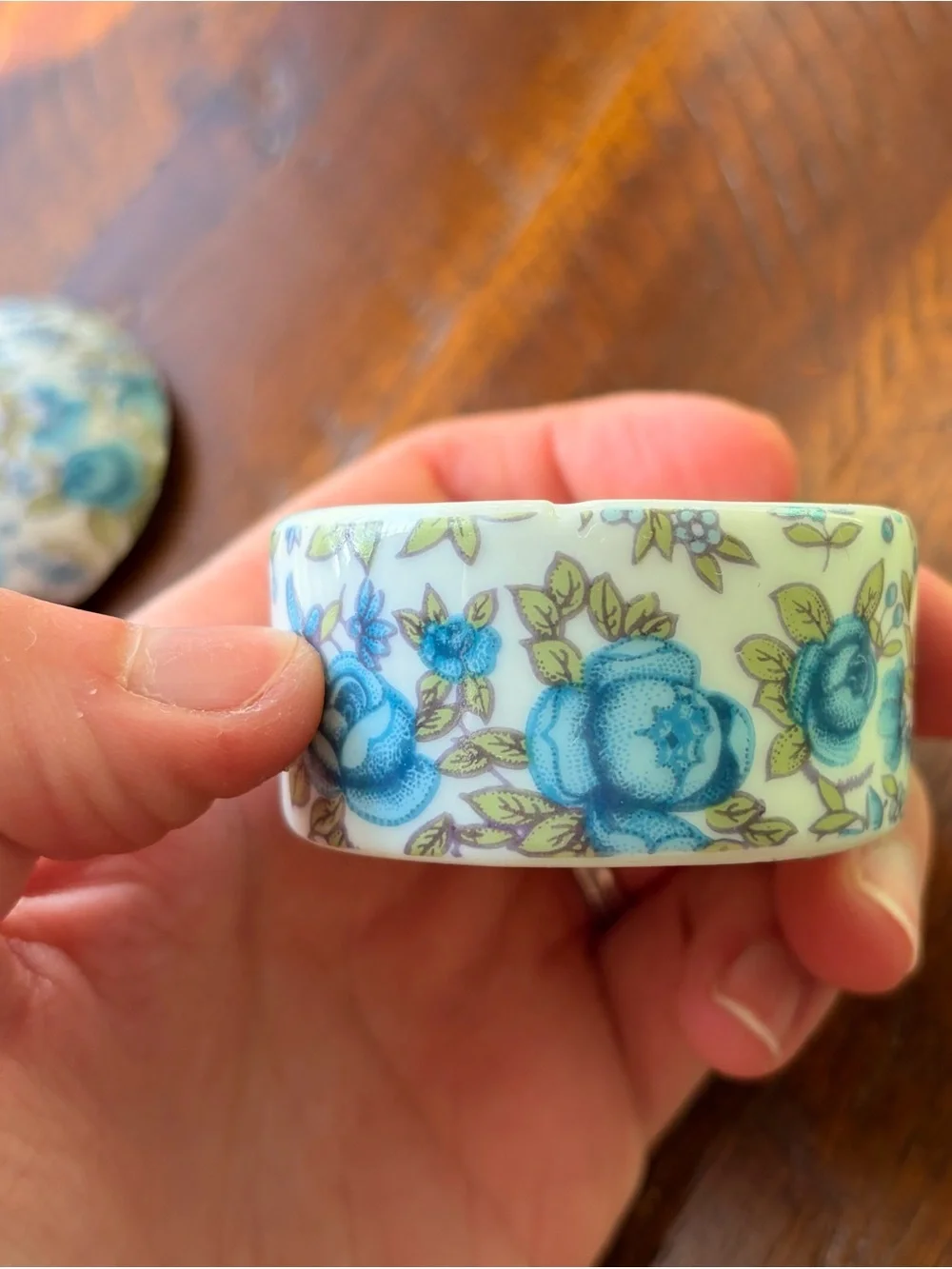 Charming Floral Porcelain Trinket Box Set of 2 Keepsake Vintage Accents
